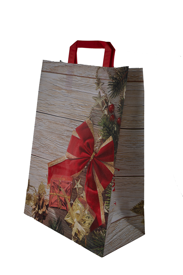 Geschenk-Tasche "Merry Christmas" mit Flachhenkel, 32 x 17 x 45 cm, 25 Stk/Pkg