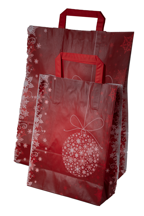 Geschenk-Tasche "Noel Rouge" mit Flachhenkel, versch. Größen, 25 Stk/Pkg