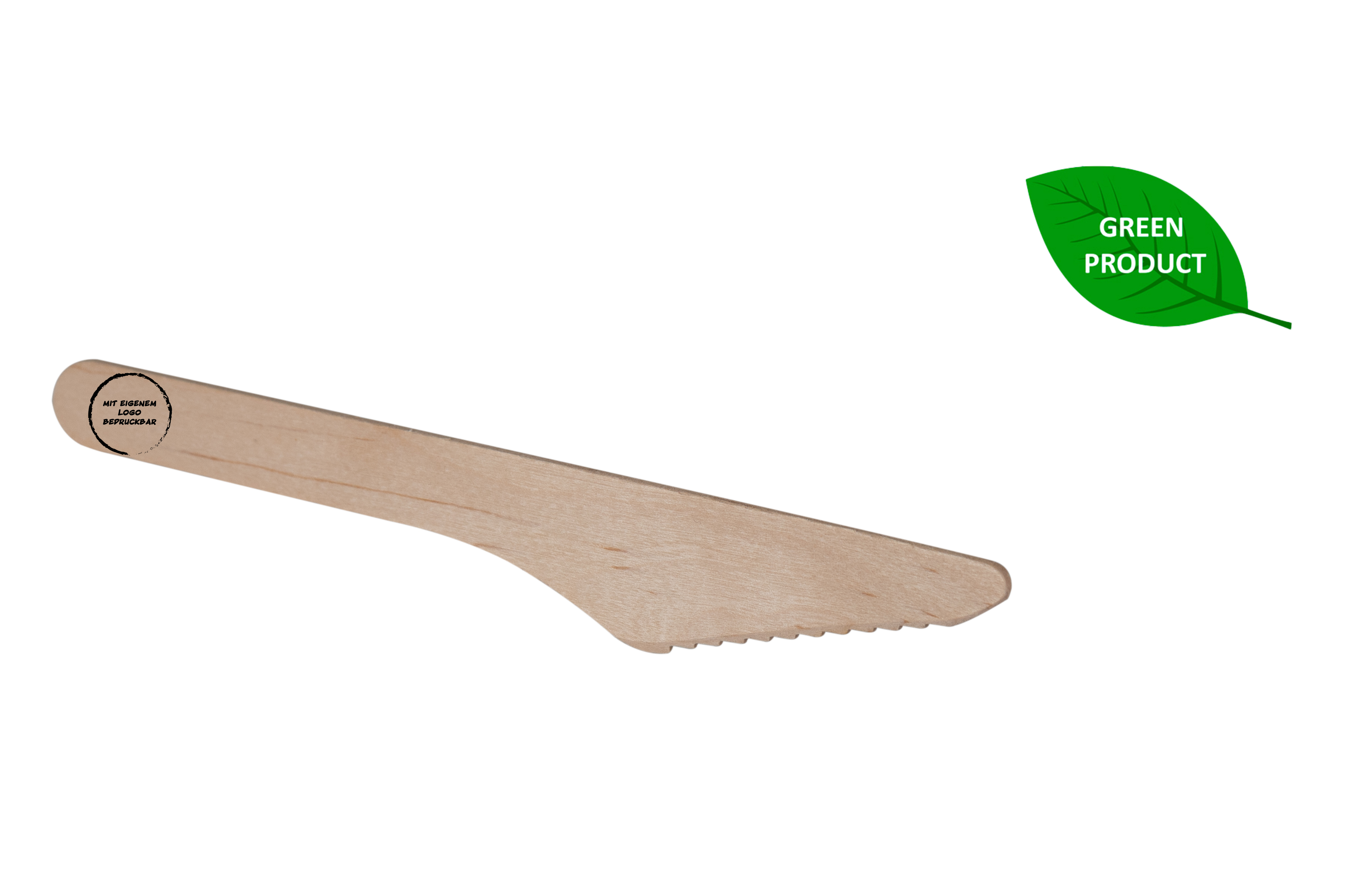 Einweg-Holzmesser, braun, 16,5 cm, 100 Stk/Pkg, individuelle Gestaltung