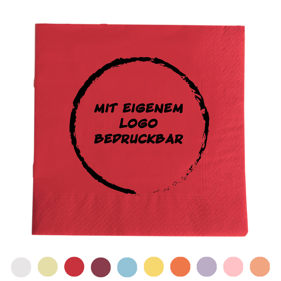 Servietten, versch. Farben, 33 x 33 cm, 2-lagig, 1/4 Falz, 50 Stk/Pkg, individuelle Gestaltung