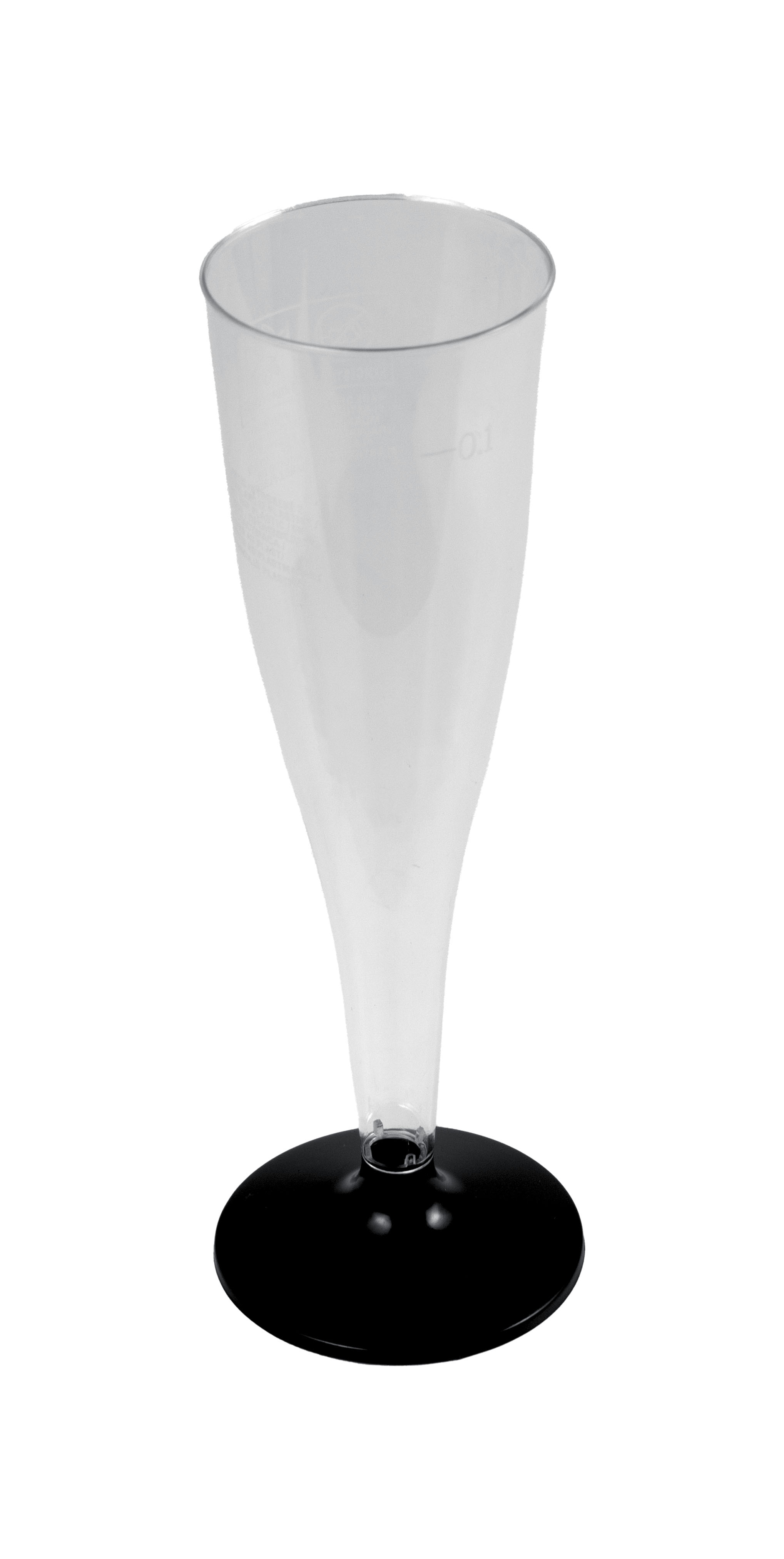 Sektglas PS, zweiteilig mit schwarzem Fuß, 100 ml, Ø 65 mm