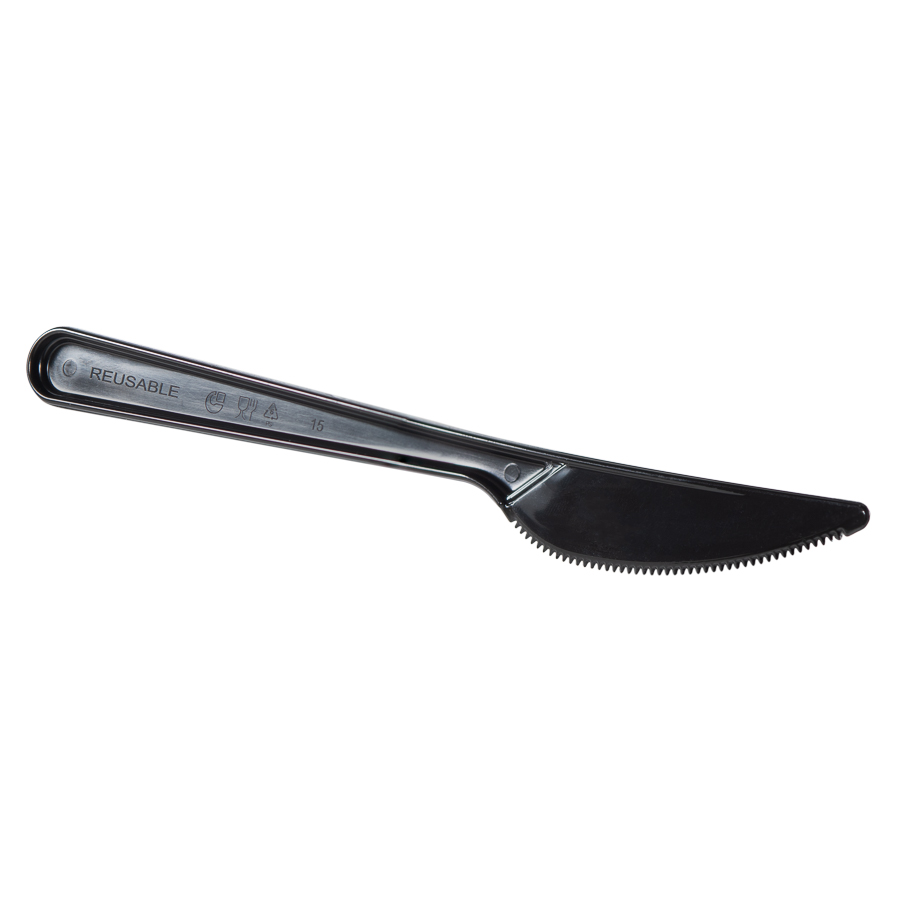 Mehrweg-Messer, schwarz, 18 cm, 50 Stk/Pkg