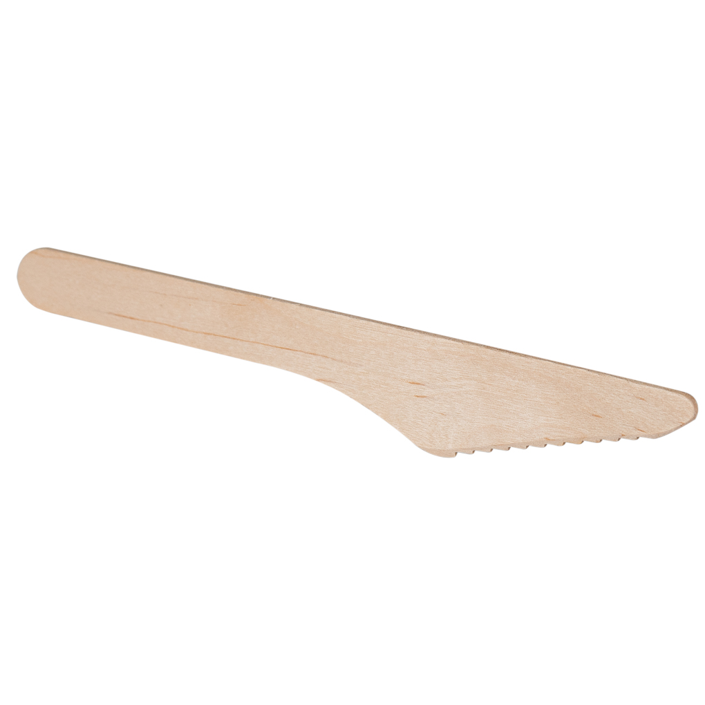 Einweg-Holzmesser, braun, 16,5 cm, 100 Stk/Pkg