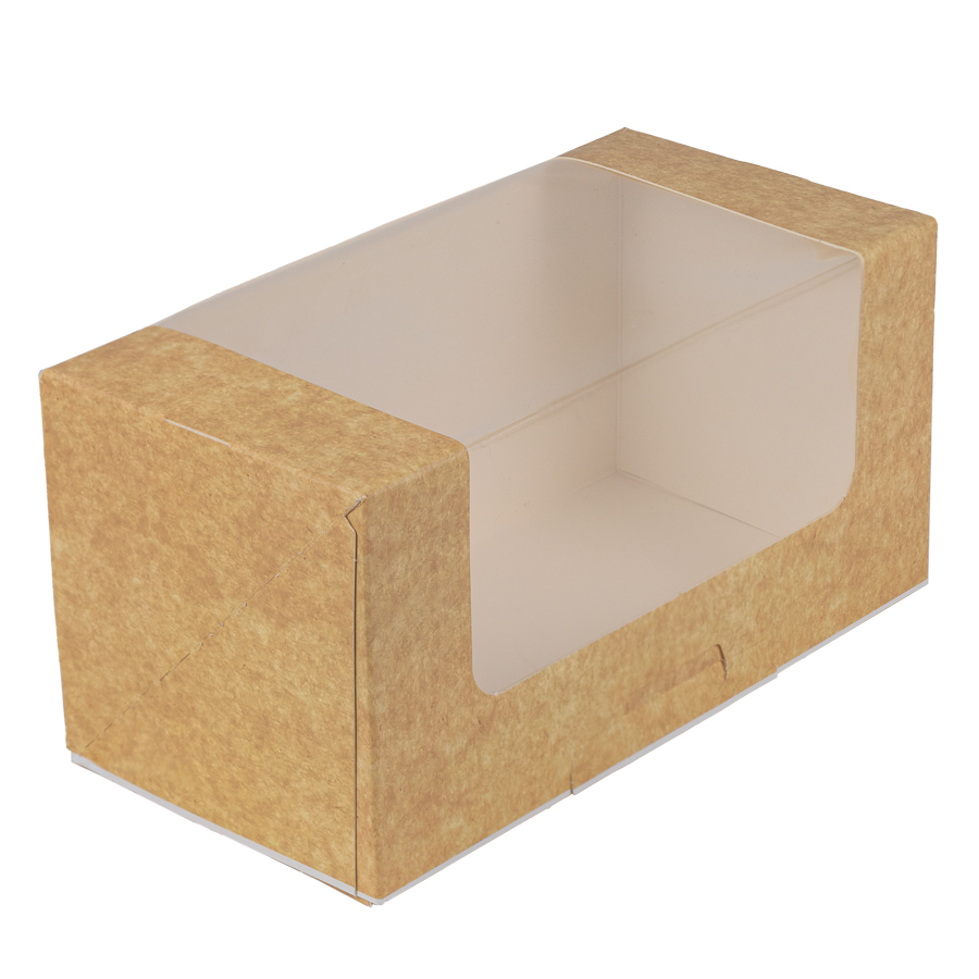 Mehlspeisbox, braun, mit Sichtfenster, 19 x 10 x 10 cm, 50 Stk/Ktn