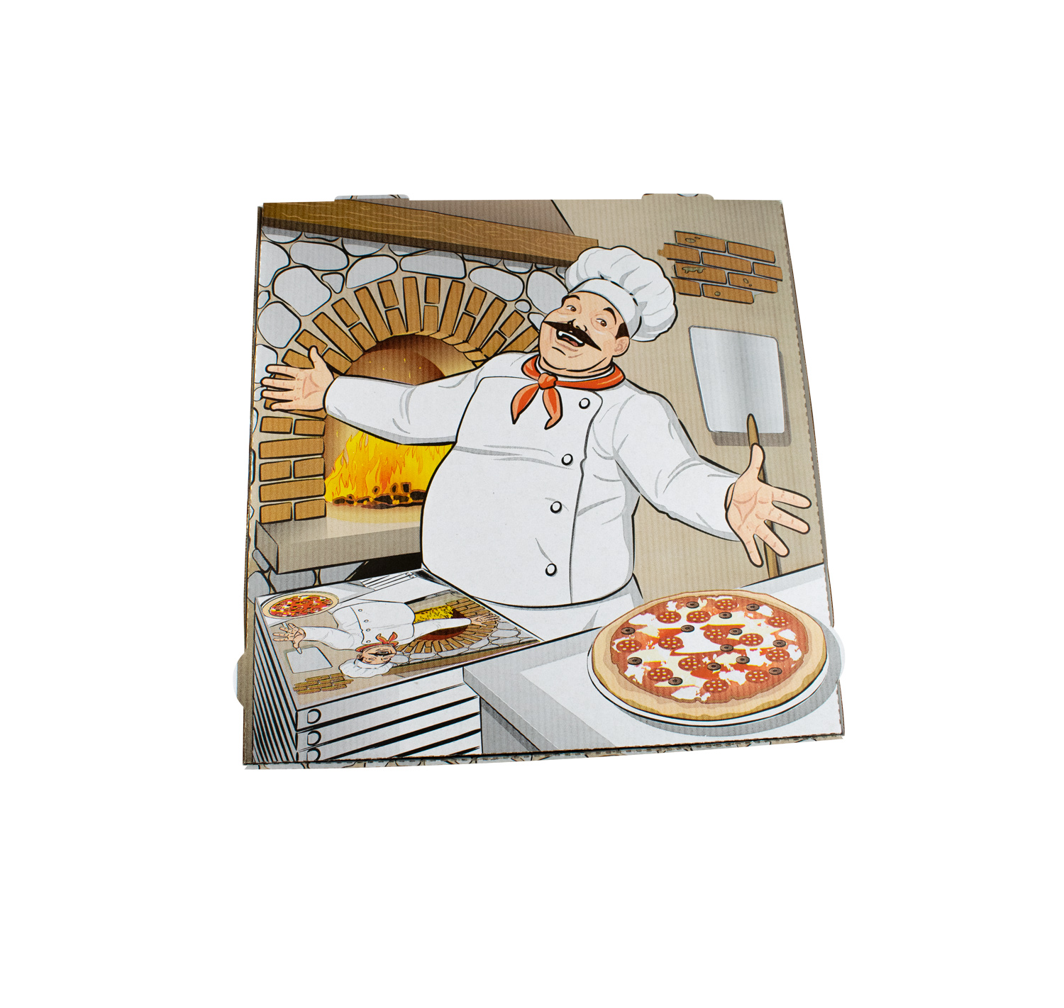 Pizzakarton mit Druck, weiß, versch. Größen, 100 Stk/Ktn